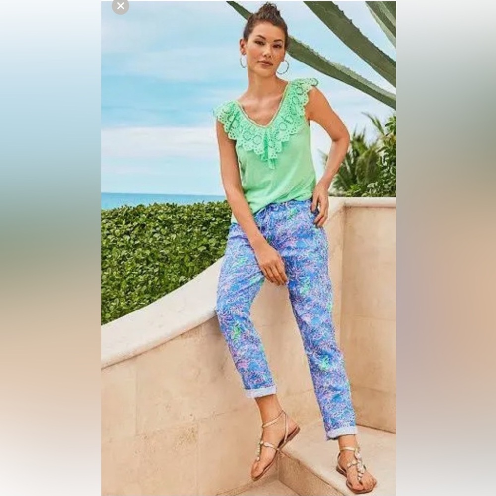 Lilly Pulitzer Taron linen pant in blue peri, size M